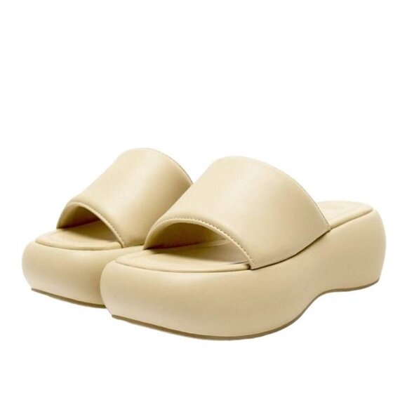 ZARA FLATFORM SANDALS BEIGE SIZE 9 | 3607/110/716 - Picture 1 of 13